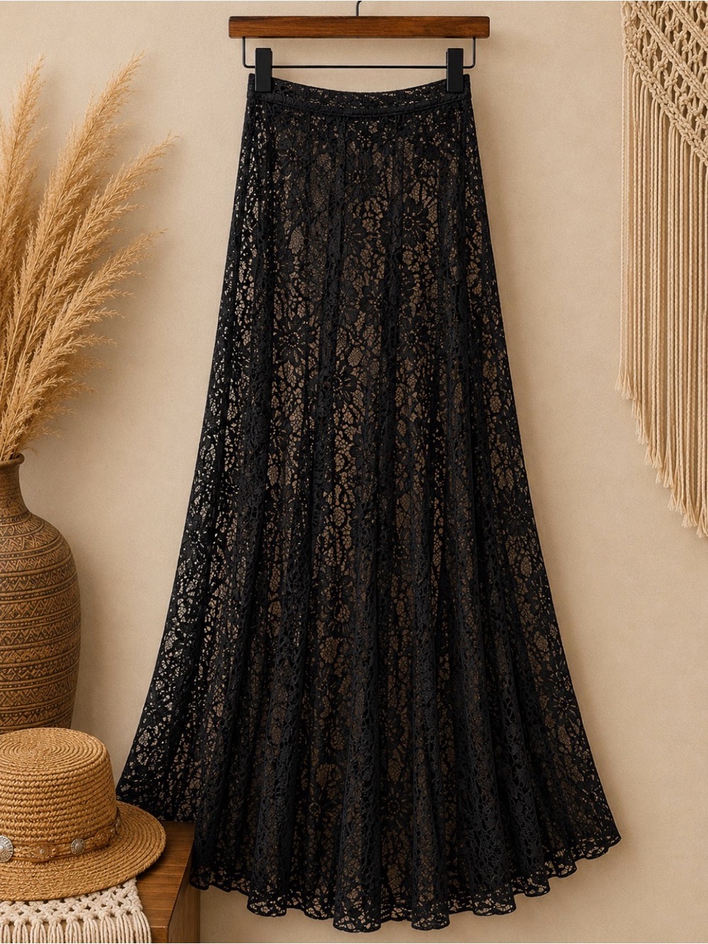 Midnight Lace Maxi Skirt